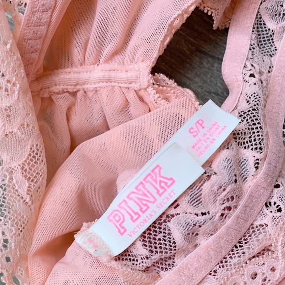 PINK Victoria's Secret Racer Back Lace Bralette Pink Size Small - Picture 4 of 6
